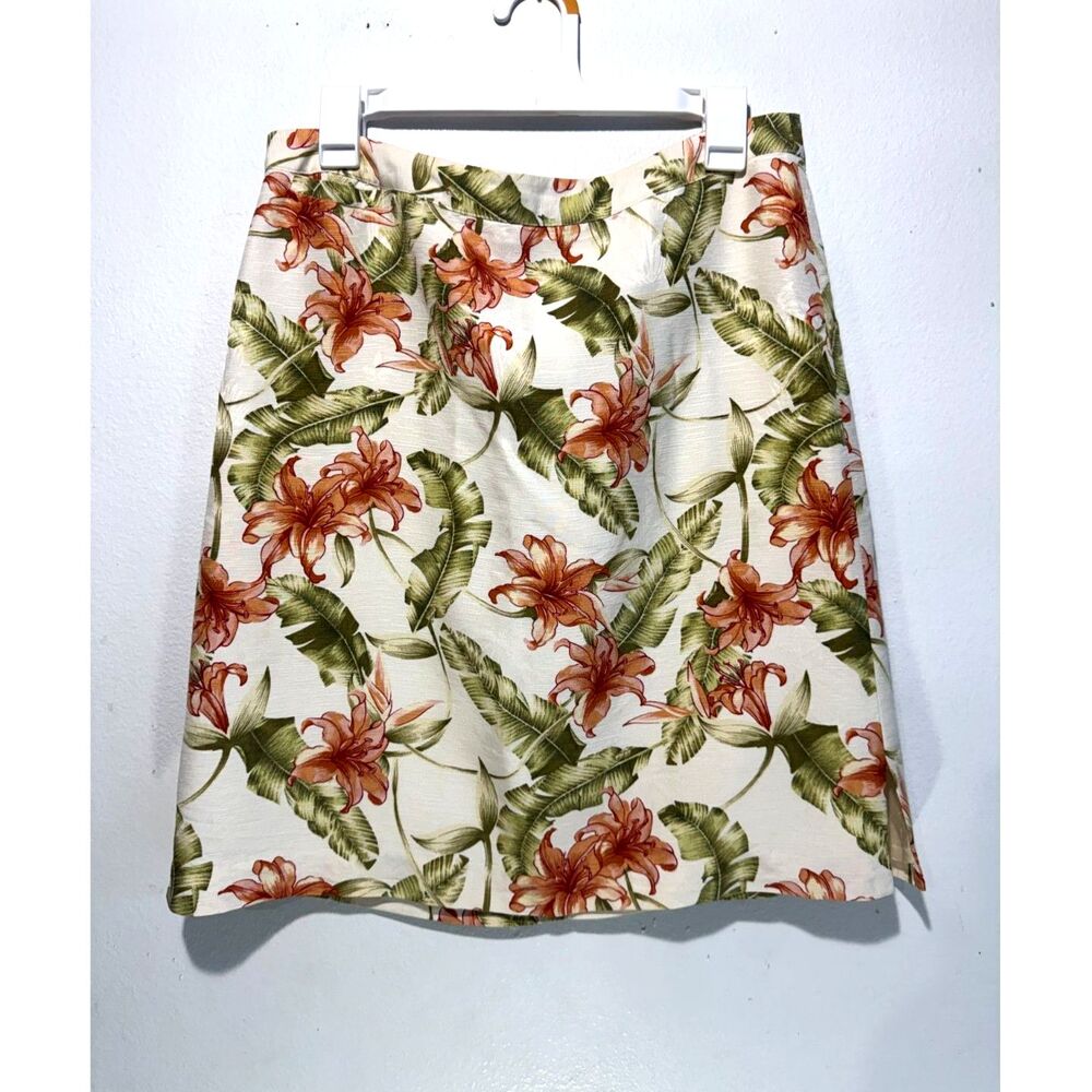 Bermuda Bay 100% silk skirt tropical floral spring and summer resort women M